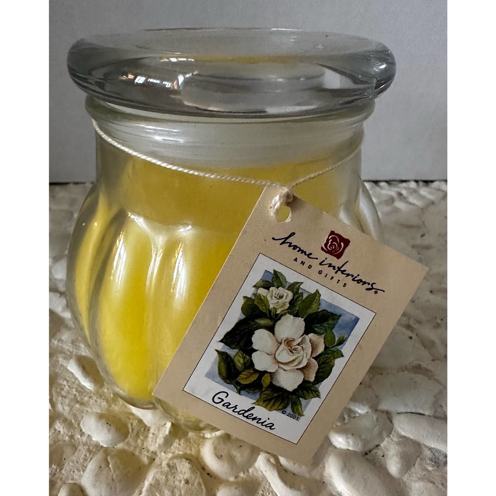 Home Interiors Gardenia Flower Scented Candle 17 oz Jar Retired Fragrance New